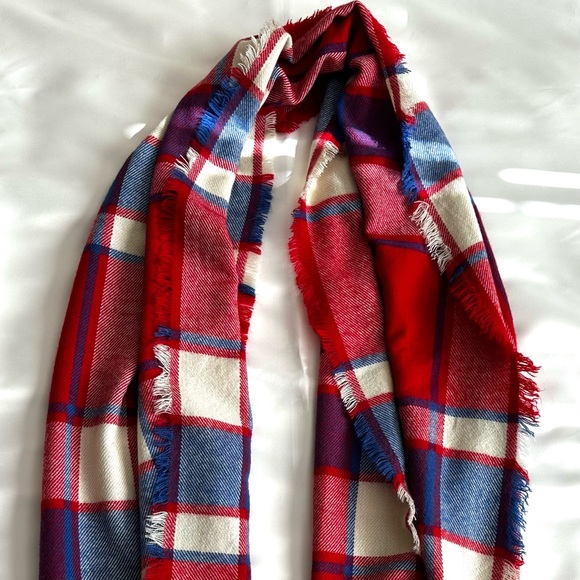 Accessories - CHIC COLORFUL RED PLAID SCARF SHAWL/ OVERSIZED KNIT